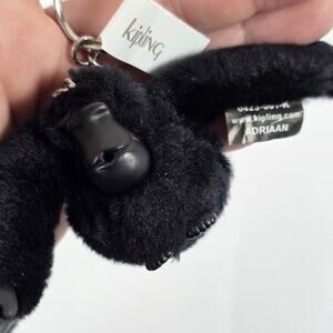 Kipling Monkey “Adriaan” Plush Keyring Charm Thumb Sucking Ape Gorilla Black NWT